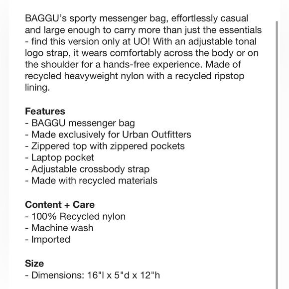 BAGGU Bay Laurel Sport Nylon Messenger Bag - Picture 6 of 8